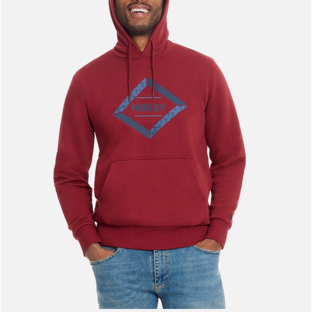 Hurley Men's Deep‎ Red Soft Graphic Hoodie Size Large